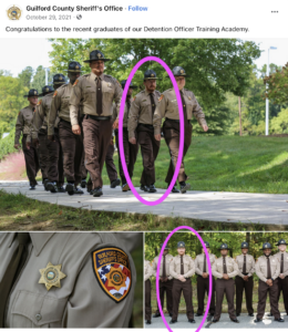 Screenshot from Guilford Sheriff's Office Facebook page celebrating their Oct 2021 graduations of their Detention Officer Training Academy.