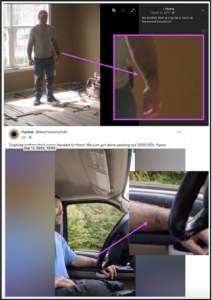 Images of Richard Young from Facebook and from his own Gab, showing his tattoo